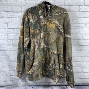CARHARTT Mens SIZE M Brown Green RealTree Camo Full Zip Hoodie Sweatshirt